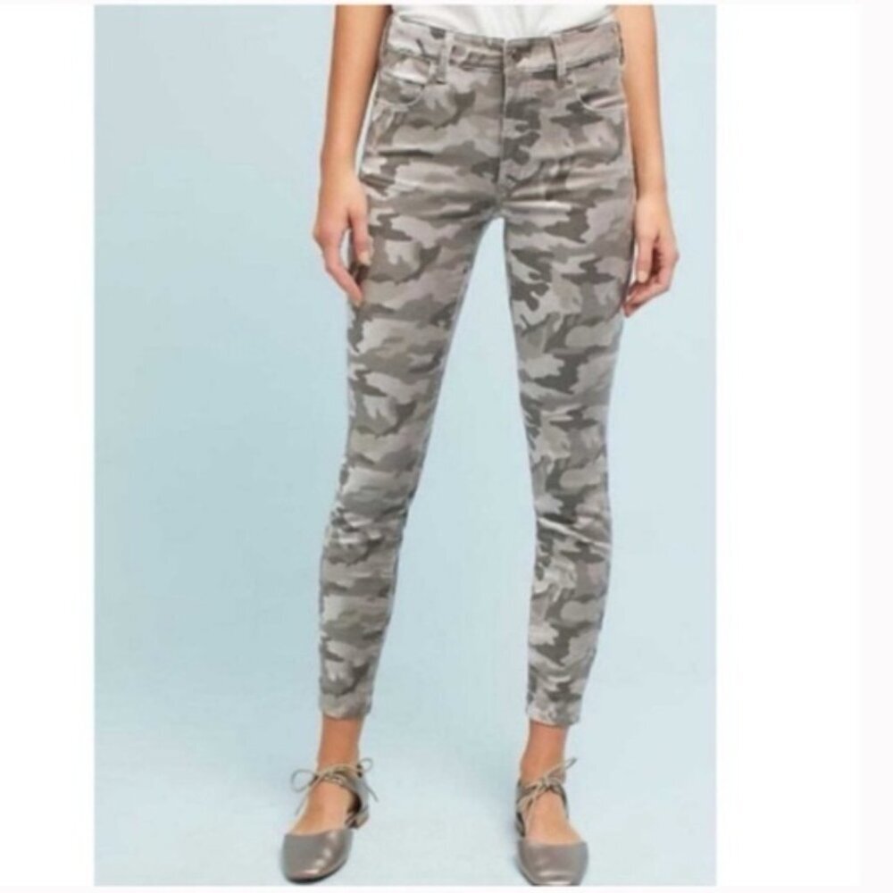 Anthropologie Pilcro and the‎ Letterpress High-Rise Skinny Velvet Camo Pants 27